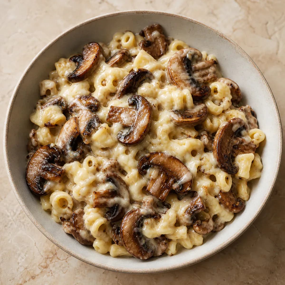 Creamy mushroom Gruyere pasta